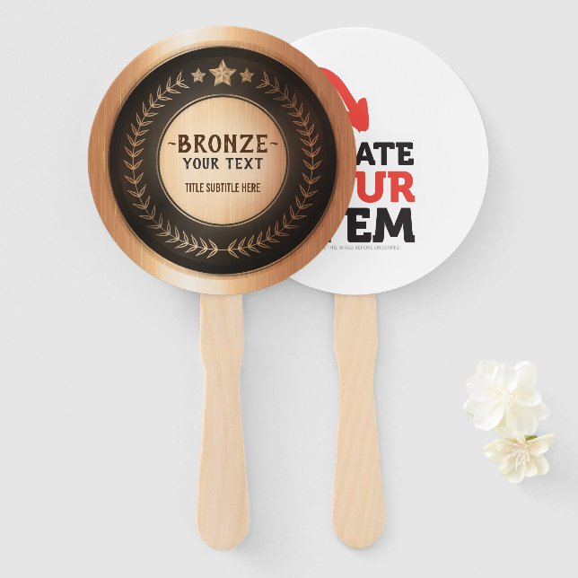 Éventail IMPRIMER do-it-yourself MÉDAILLE Bronze AJOUTER VO (Devant et derrière)