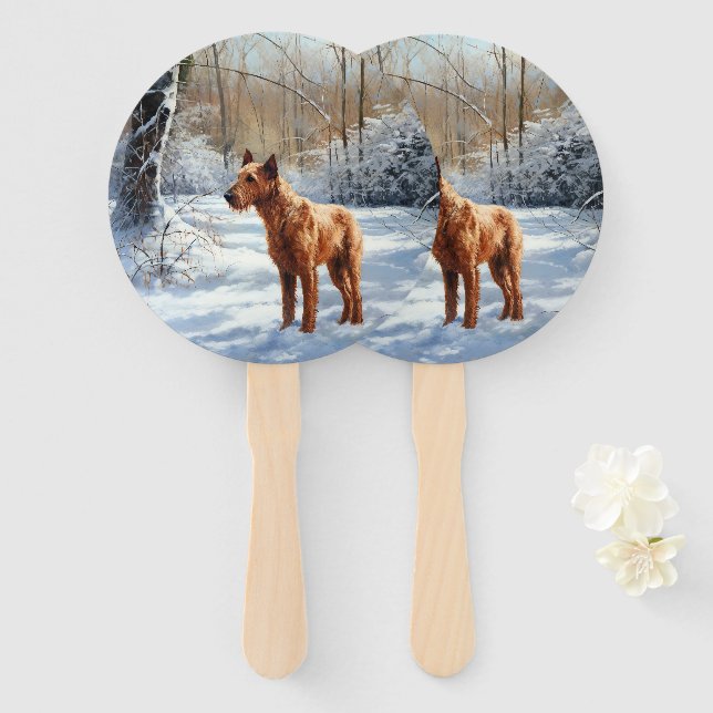 Éventail Irish Terrier Laisser neiger Noël (Devant et derrière)