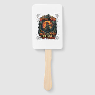 Éventail J'aime Halloween Squelette Épouvantail Pleine Lune