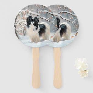 Éventail Japanese Chin Laissez Tomber la Neige Noël