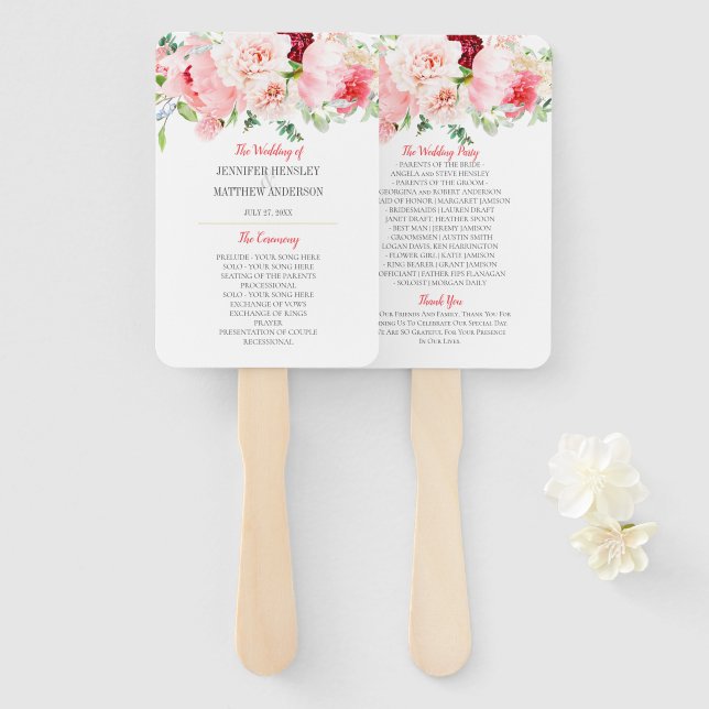 Éventail Jardin d'aquarelle sauvage Florals Mariage (Devant et derrière)