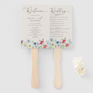 Éventail Jardin fleur sauvage Programme de mariage beige Ve