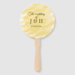 Éventail Jaune beurre pastel le mariage du couple nom le