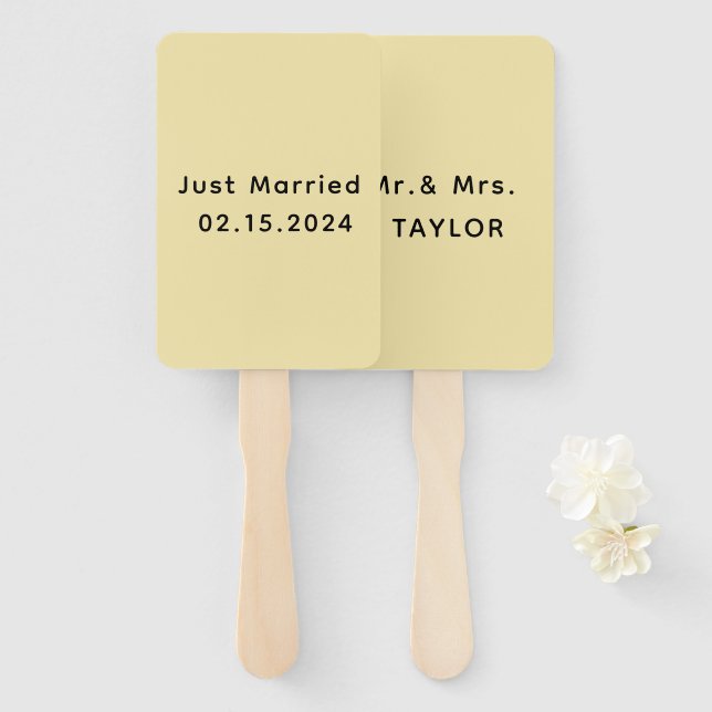 Éventail Je Viens De Marier M. & Mme | Monogramme Mariage (Devant et derrière)
