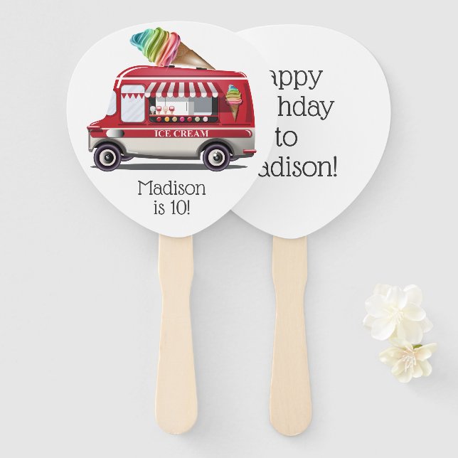 Éventail Jeu de ventilateur de texte personnalisé Ice Cream (Devant et derrière)