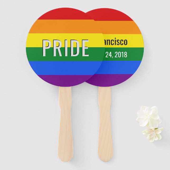 Éventail Jeu de ventilateurs de texte personnalisé Rainbow  (Devant et derrière)