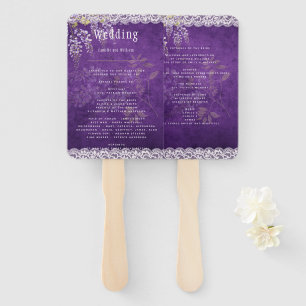 Éventail Joli Mariage de dentelle WISTERIA violet rustique