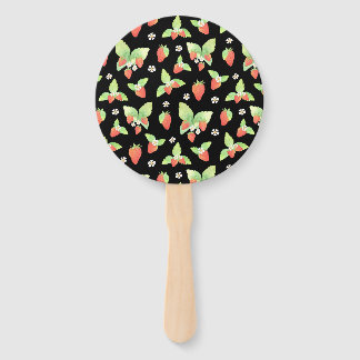 Éventail Joli motif botanique aquarelle de fraise