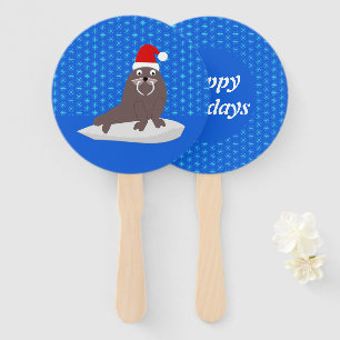 Éventail Joli Noël Walrus et Snowflakes Custom