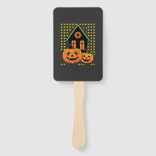 Éventail Jolie citrouille d'Halloween maison hantée étoile