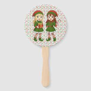 Éventail Jolis elfes de Noël d'anime