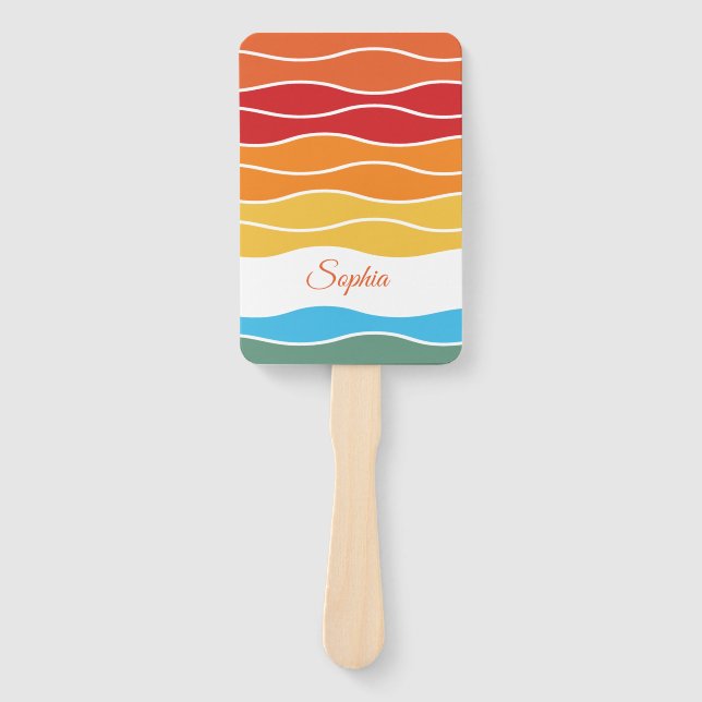Éventail Jouer Retro Rainbow Stripes pour produit personnal (Devant)