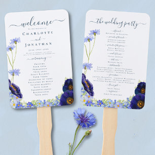 Éventail Journée de mariage bleu Fleur sauvage moderne