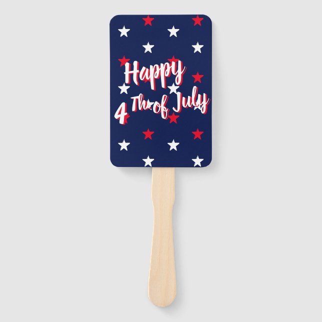 Éventail Joyeux 4 juillet, rouge blanc bleu marine (Devant)