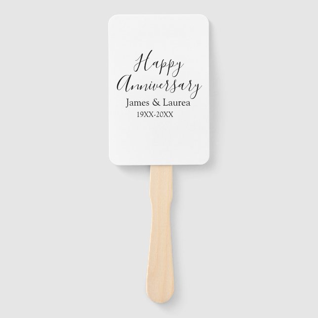 Éventail Joyeux anniversaire mariage nom date année simple  (Devant)