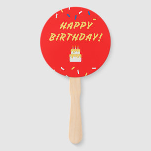 Éventail Joyeux anniversaire sur rouge
