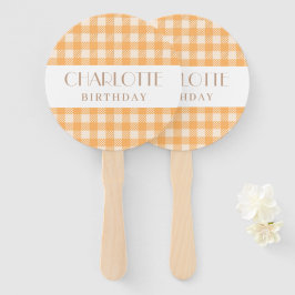 Éventail Joyeux Fun Orange en vichy plaid chèque anniversai