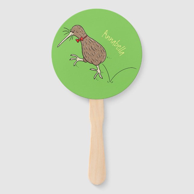 Éventail Joyeux kiwi de saut avec dessin de cravate arc (Devant)