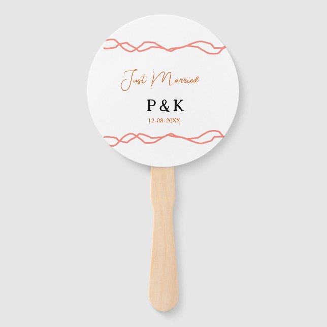 Éventail Juste marié ajouter nom de couple date rouge vinta (Devant)