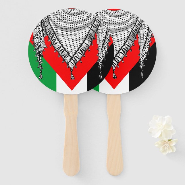 Éventail Keffiyeh Écharpe palestinienne tissu traditionnel (Devant et derrière)