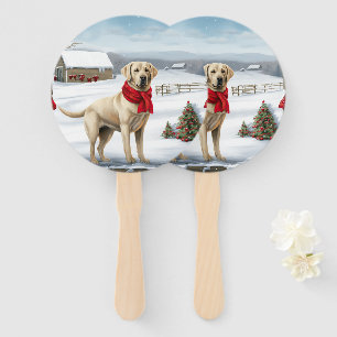 Éventail Labrador Retriever Dog in Snow Christmas