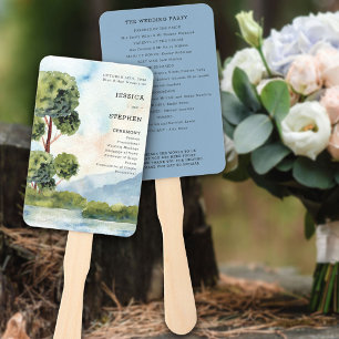 Éventail Lake À feuillage persistant Watercolor Dusty Blue 