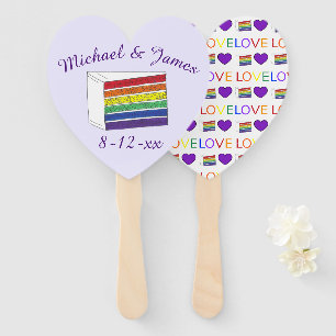 Éventail L'amour est l'amour Rainbow Mariage Cake Purple He