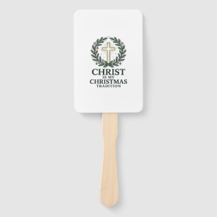 Éventail Le Christ est ma tradition de Noël Croix vintage D