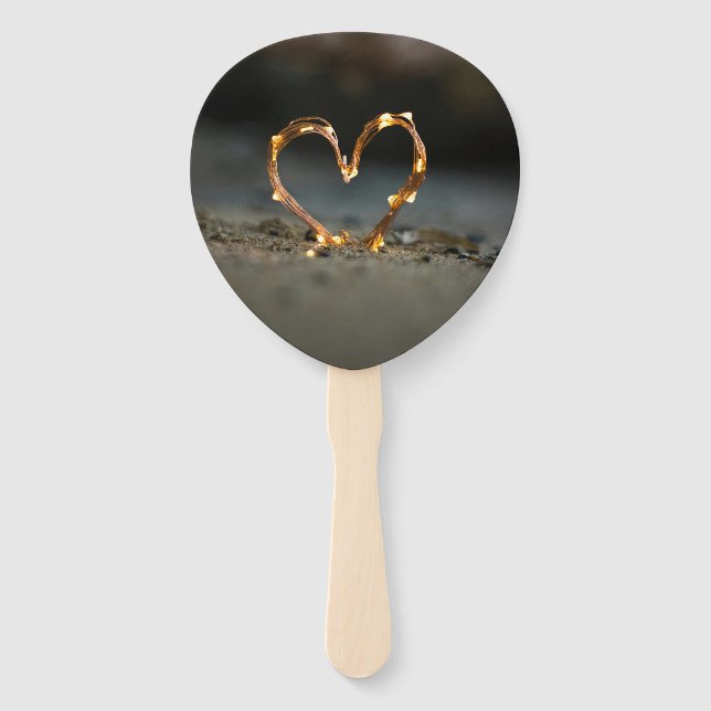 Éventail LED Heart Wedding Hand Fan | Set of 10 (Devant)