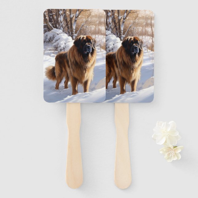Éventail Leonberger Laissez-le neiger Noël (Devant et derrière)