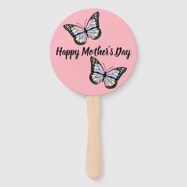 Éventail Les papillons à Pink Happy Mother's Day (Devant)
