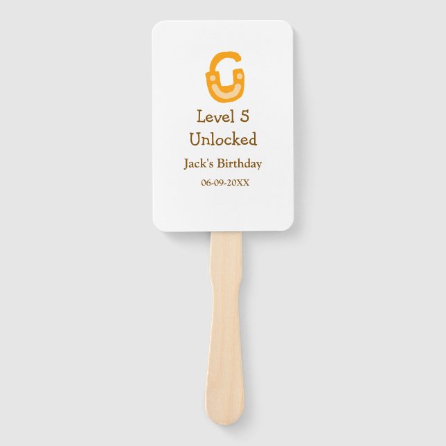 Éventail Level 5 unlocked lock orange brown happy birthday  (Devant)
