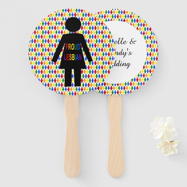 Éventail LGBTQ Lesbian Silhouette et Rainbow Ladies Custom (Devant et derrière)