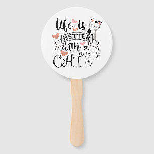 Éventail Life is Better With a Cat quote slogan