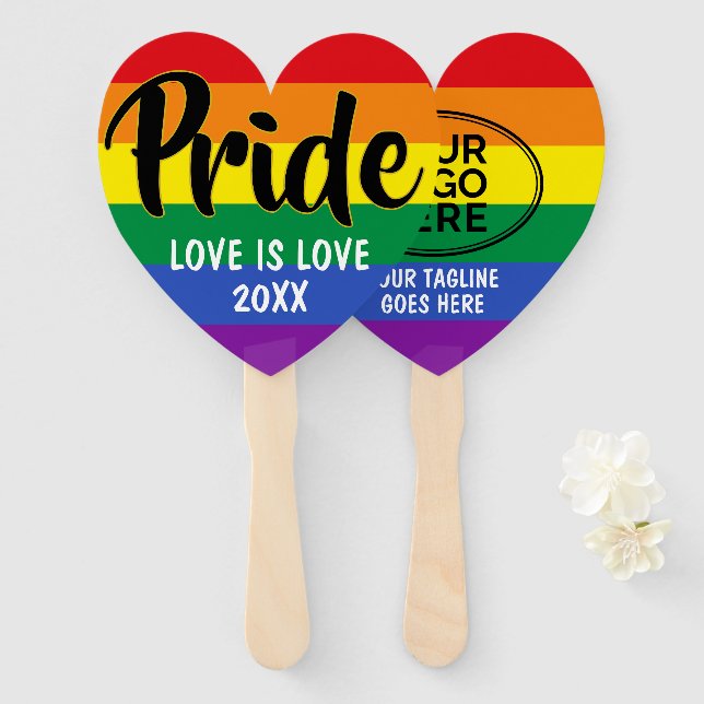 Éventail Logo personnalisé LGBT Gay pride Rainbow (Devant et derrière)