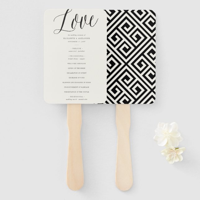 Éventail Love Simple Script Géométrique Chic Wedding Progra (Devant et derrière)