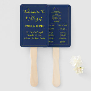 Éventail Lovely Blue and Yellow Wedding Programme