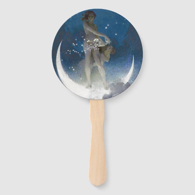 Éventail Luna Goddess at Night Scattering Stars (Devant)