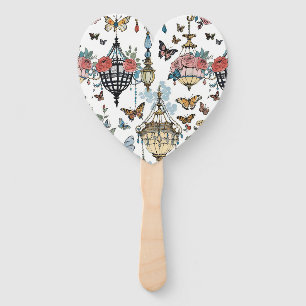 Éventail Lustre Floral Suspendu avec Papillons