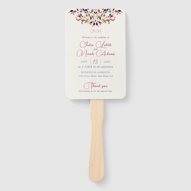 Éventail Luxe Artistique Botanique Floral Mariage Paisley (Devant)