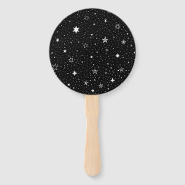 Éventail Main Blanche Tirée Étoiles Sur Noir