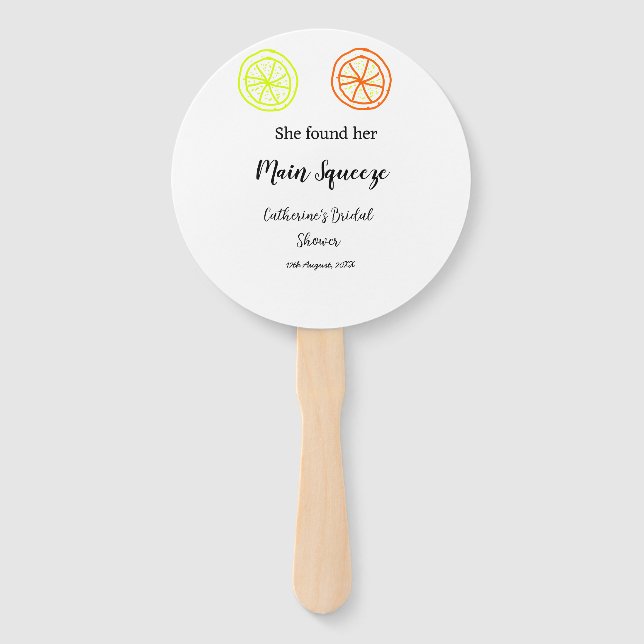 Éventail Main Squeeze lemon citrus bridal shower add name d (Devant)