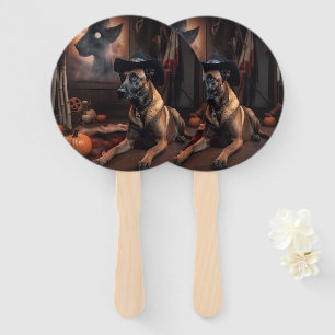 Éventail Malinois Belges Citrouilles Halloween Épouvantable