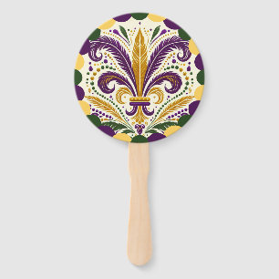 Éventail Mardi Gras fleur de lis
