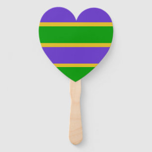 Éventail Mardi Gras Stripes Coeur