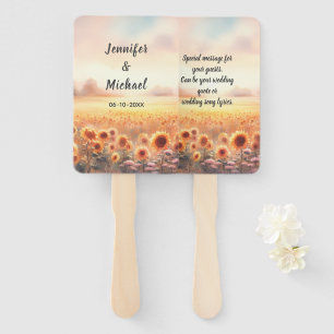 Éventail Mariage Bohème Champêtre Fleur de Tournesol Aquare