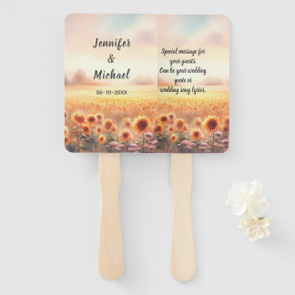 Éventail Mariage Bohème Champêtre Fleur de Tournesol Aquare
