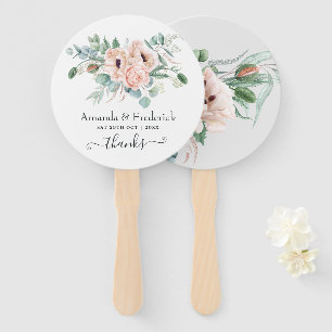 Éventail Mariage Bohème Eucalyptus Rose Pavot