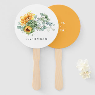 Éventail Mariage Bohème Tournesol Eucalyptus