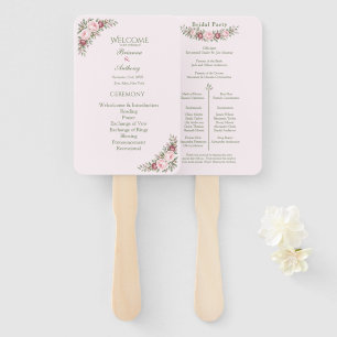 Éventail Mariage botanique rose poudrée romantique de paeon